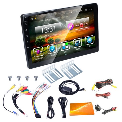 노 브랜드 2 소음 자동차 라디오 10.1 인치 Hd Mp5 멀티미디어 플레이어 안드로이드 8.1 Gps 탐색 와이파이 블루, 확성기