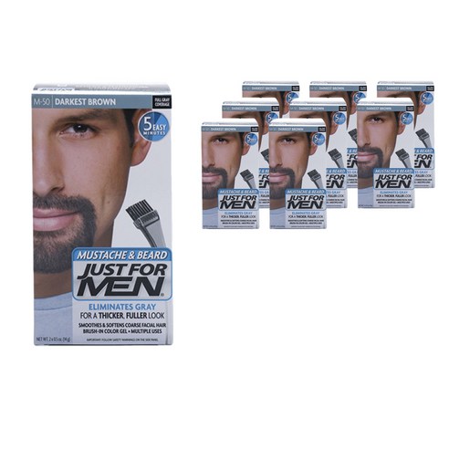 저스트포맨 Just For Men 머스태쉬 앤 비어드 페이셜 헤어 브러쉬-인 컬러 14g, M-50 Darkest Brown, 9개