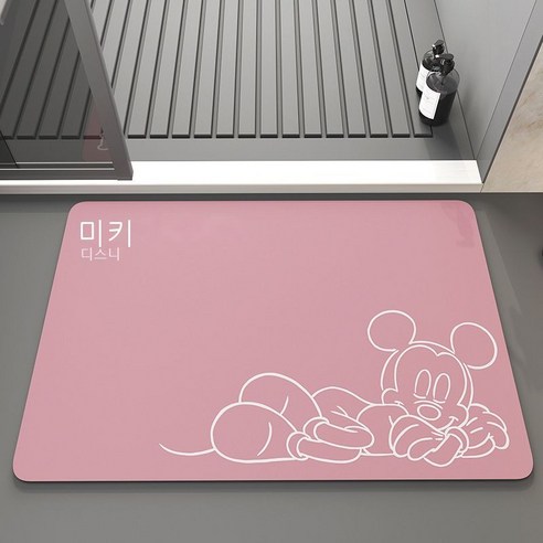만화 매트 규조토 흡수 욕실 매트 화장실 미끄럼 방지 매트 화장실 입구 규조토 발판, 미키 잘 자. - 생강핑크.