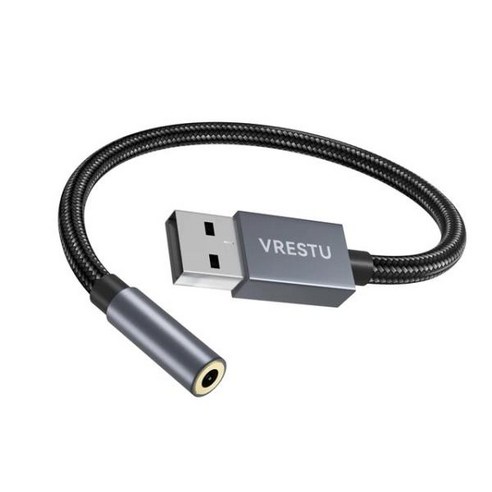 Hi Res USB 3.5mm 잭 오디오 어댑터 TRRS USB AUX 헤드폰 컨버터 PC 컴퓨터 노트북 맥 PS5 USBA 외장 사, [01] USB to 3.5mm Jack, 1개