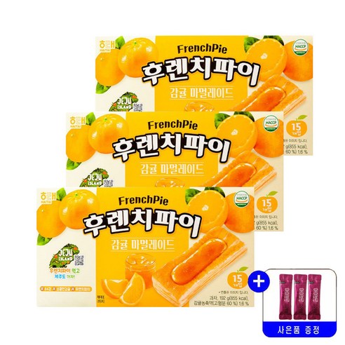 NEW 해태제과 후렌치파이 감귤 마멀레이드 대용량 묶음행사+사은품증정, 4개, 192g