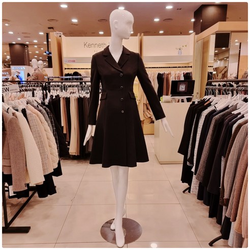 [케네스레이디] (E420) N 브이 칼라넥 버튼 슬림핏 A라인원피스(EGOPMA9800)