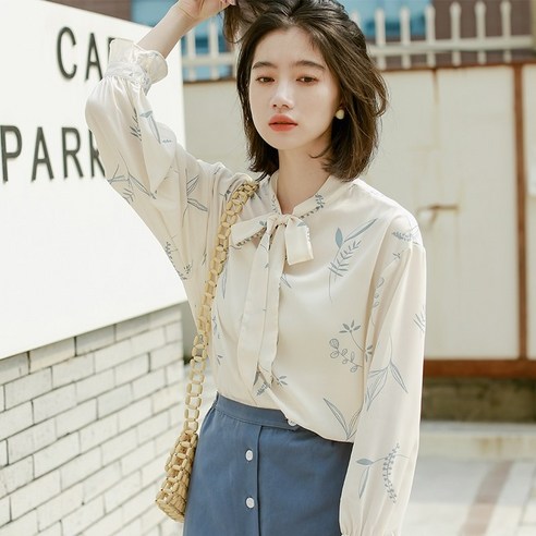 SU 봄과 가을 의류 새로운 Waitmore 소금 쉬폰 셔츠 여성용 긴팔 디자인 감각 소수 민족