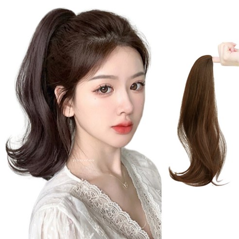 포니테일가발 추천 상품지니판 머릿결 좋은 집게형 포니테일 가발 (똥머리가능), 라이트브라운, 1개 제품 사진