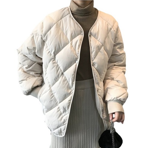 경량패딩  여성용 노카라 누빔 패딩 점퍼 경량패딩 Women's coat