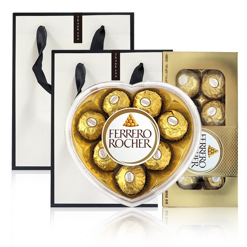 올따옴 초콜릿 페레로로쉐 2종기획 선물세트(하트T8+사각T8)+쇼핑백, 1개, 200g