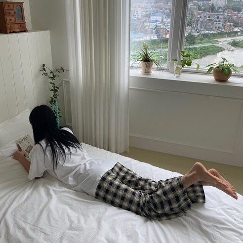 체크 파자마 잠옷 바지