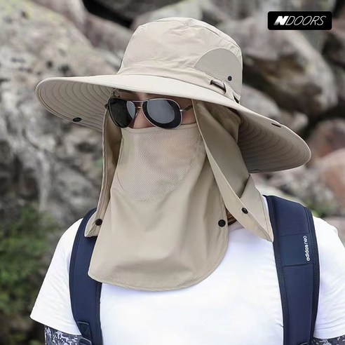 엔도어스 아웃도어모자 썬캡 햇빛가리개 모자 경량모자 썬가드 등산모자 얼굴가림막 모자, 베이지, 1개