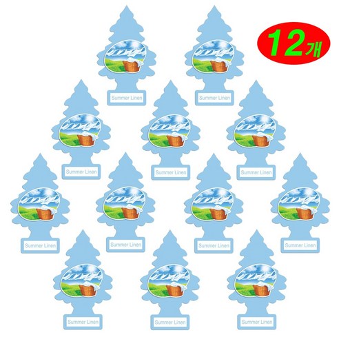 리틀트리 방향제 차량용 방향제 총12개 종이방향제 디퓨져 미국산 옷장 화장실 방향제, 12개 (섬머린넨), 1세트