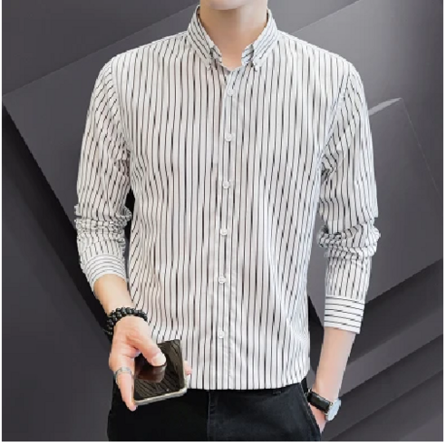 본컴퍼니 남성 봄 가을 스트라이프 슬림핏 와이셔츠 B525