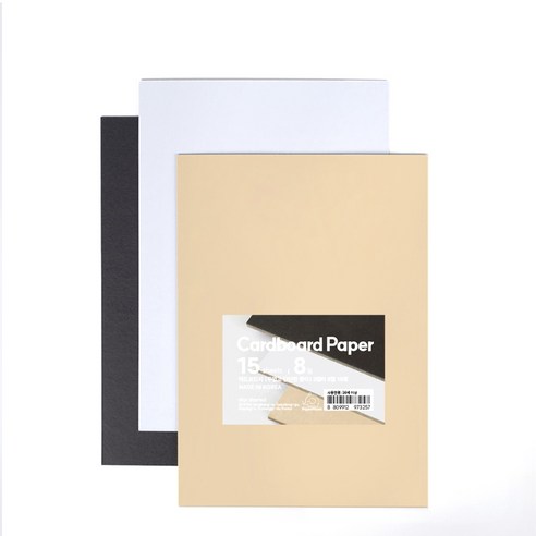 PaperPhant 하드보드지 (두껍고 단단한 종이) cardboard paper, 3컬러 혼합 8절 15매