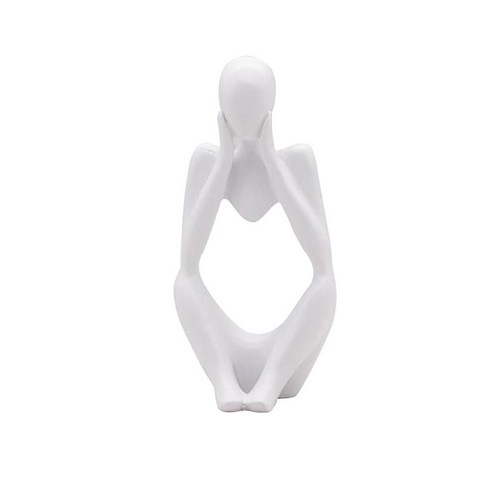추상 캐릭터 인형 가죽 수지 조각 동상 책상 아트 장식 홈 오피스 데스크탑 장식 장식 DIY 수공예품 선물, 화이트