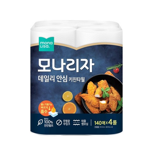 모나리자 데일리 안심 키친타올 140매, 4롤, 1개
