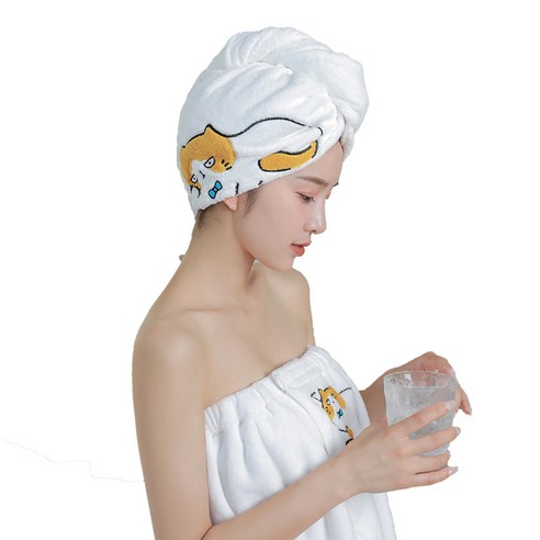 산호 양털 두꺼워진 웨어러블 헤어 드라이어 캡 극세사 빨리 드라이 고급형, 평균, 만화 동물 세트