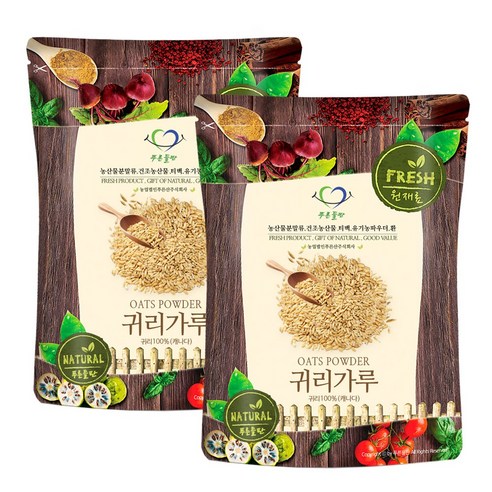 푸른들판 캐나다산 생 귀리 오트밀 분말 가루 무가당 파우더 100% 베이킹 곡물, 500g, 1개