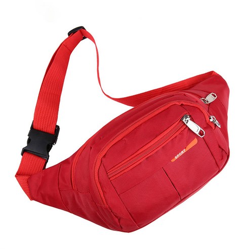 AZMON 캐주얼 원컬러 멀티포켓 미니힙색 다용도 스포츠 웨이스트백 2.5L, 35cm x 14cm x 9cm, 레드