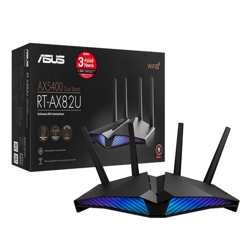 ASUS RT-AX82U 라우터 AX5400 WIFI6 듀얼 밴드 게임 라우터 5400M 5G 무선 홈 라우터 벽에 통해 ESPORTS WIFI6 라우터, with box, 1개