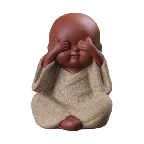 야외 가정 장식을 위한 귀여운 작은 세라믹 불상 스님 인형 조각품, 노란색, 수지