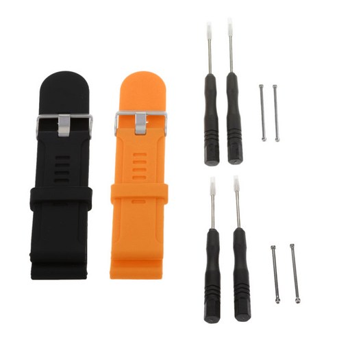 2 조각 실리콘 손목 밴드 Garmin Fenix 3 HR 시계, 블랙 오렌지, 220x28x10mm