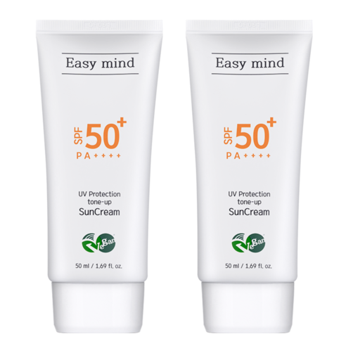 이지마인드 무기자차 톤업 수분 데일리 비건 선크림 spf 50+ PA++++, 2개, 50ml