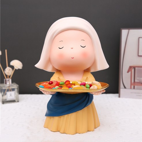 창조적 인 선물 큰 예술가 트레이 룸 홈 침실 현관 장식 데스크탑 키 저장 상자 장식품, P019A우유 메이드 노란 손 쟁반을 부어