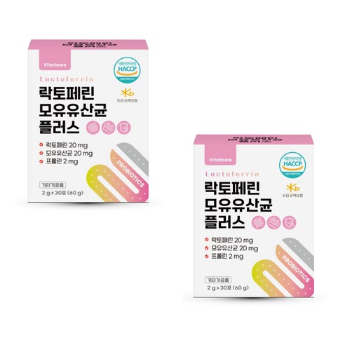 락토페린 모유유산균 플러스 프로바이오틱스 프롤린 프리바이오틱스 유산균 먹이, 30포, 2개