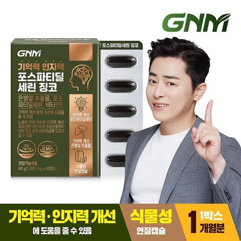 GNM자연의품격 [총 1개월분] GNM 기억력 인지력 포스파티딜세린 징코 PS 1박스 / 비타민E 은행잎추출물, 60정, 1개