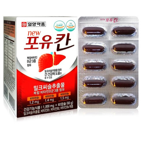 일양약품 간건강기능식품 밀크씨슬 포유칸 180캡슐, 3개, 60g, 1000mg X 60캡슐 X 3 (6개월분)