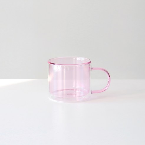 카모메키친 이리스 이중 유리 컬러 머그잔, pink