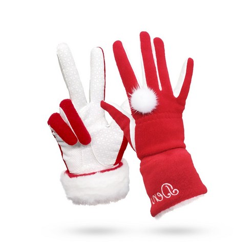 데니스골프 여성용 크리스마스 방울 방한 골프장갑 양손착용, 18호, 크리스마스레드, 1세트