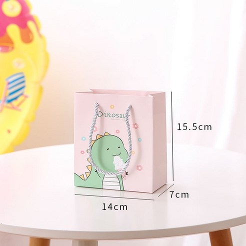 ZZJJC 인사이드 심플 기프트백 기프트백 핸드백 생일선물세트, 트럼펫 1개, 핑크 아기 공룡(폭풍)