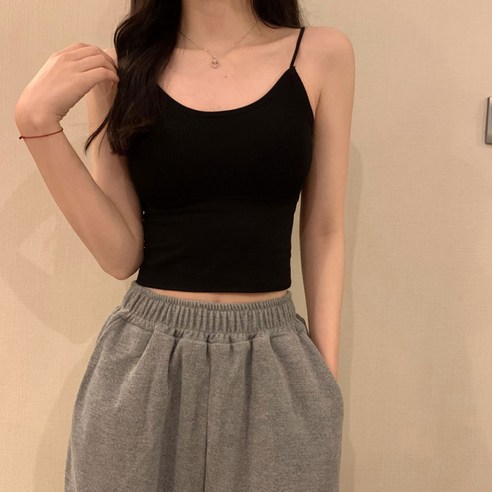 지니우우 여성용 소프트 스판 캡나시 끈나시 J0008A