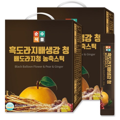 순수식품 흑도라지 배 생강 청 스틱, 10ml, 200개