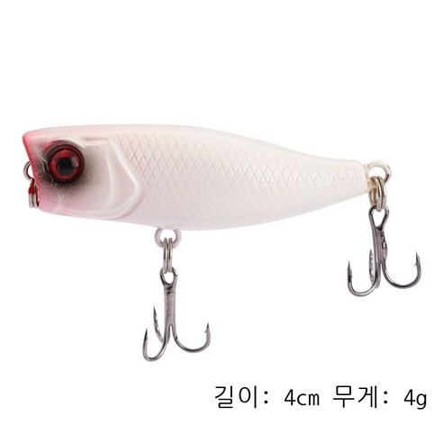 약상어|미물로아 미끼 부수파 기어오르기 4cm4g 흔들림 단단한 미끼 플라스틱 미끼 미끼 입꼬리 어구 5P, 보통 갈고리, 백색