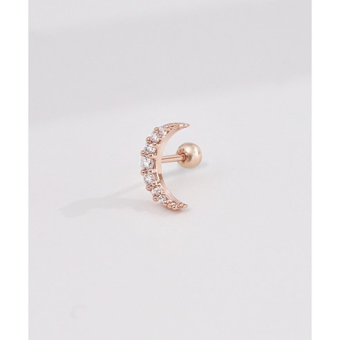 달의 변화하는 아름다움을 담은 [돋보이다] 14K 골드핀 뉴 문 큐빅 피어싱