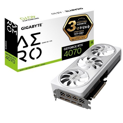 GIGABYTE 지포스 RTX 4070 AERO OC D6X 12GB 피씨디렉트, GV-N4070AERO OC-12GD