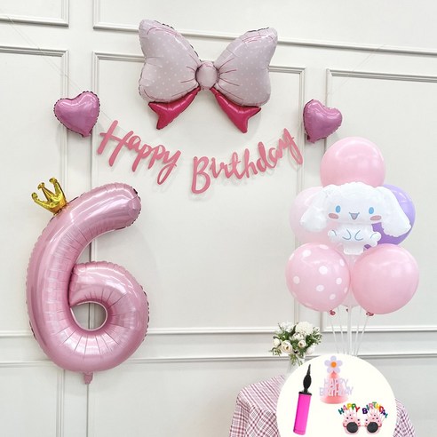 연지마켓 쿠로미 마이멜로디 키티 시나모롤 산리오 생일풍선 파티세트, 시나모롤 핑크세트 6