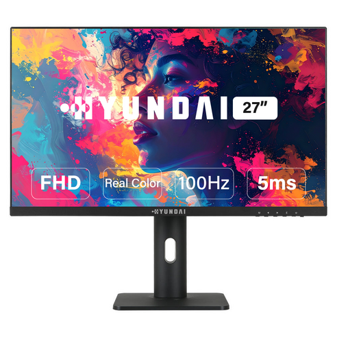 현대 HYUNDAI 27인치 FHD DP USB허브 멀티스탠드 캘리브레이션 진짜색감 무결점 시력보호 5포트 모니터 HD270KUL, HD270KUL, 68.6cm