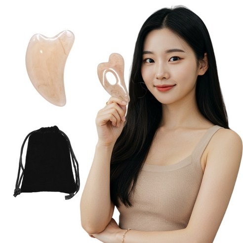 셀프핏 디톡 괄사 V라인 페이스 바디 두피 괄사마사지, 마블링작은하트+큰하트, 1세트