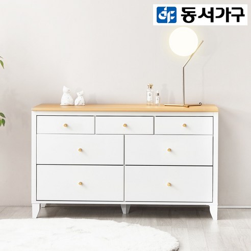해리 와이드 깊은 7단 서랍장 1200 DF921986, 화이트오크콤비, 7개 – 동서가구 3단서랍장 해리 와이드 깊은 7단 서랍장 1200 DF921986, 화이트오크콤비, 7개 – 동서가구 3단서랍장