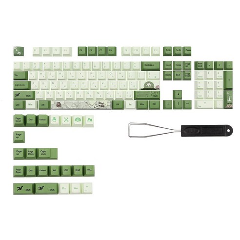127 키 / 세트 Matcha 녹색 키 캡 체리 프로필 PBT 키 캡슐 MX 스위치 DZ60 Anne GK61 GK64 68 108 키 모자, 하나, 보여진 바와 같이