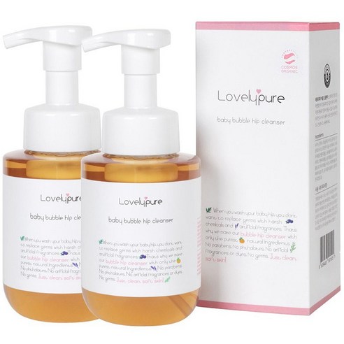 러블리퓨어 유기농 아기 엉덩이 클렌저 300ml 버블타입 유아청결제, 2개
