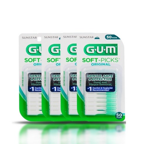 GUM 검 실리콘 치간칫솔 코스트코 오리지날 소프트픽 50개입, 4개