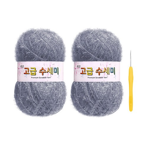 울클럽 별꽃수세미 DIY 고급수세미실 2볼 + 코바늘 6호 (동영상제공), 166데님그레이