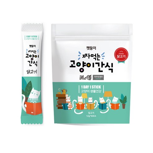 펫둥이 짜먹는 고양이 간식 3가지맛, 닭고기, 12g, 60개입