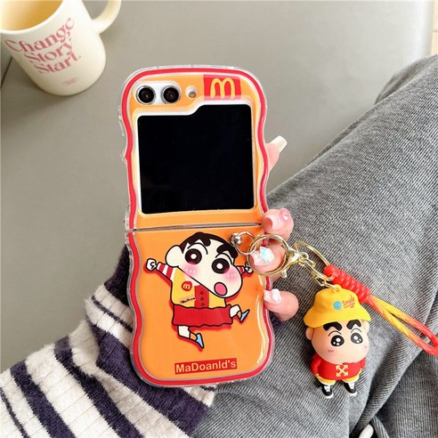  CASEJ Z플립3 맥도날 감튀 부리부리 대마왕 짱구 웨이브케이스: 짱구와 감튀의 재미있는 결합