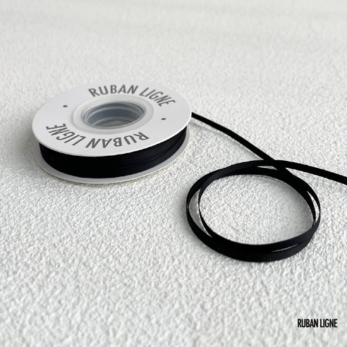 러반라인 고밀도 양면 공단 리본 3MM 얇은 리본 선물 포장끈, 검정