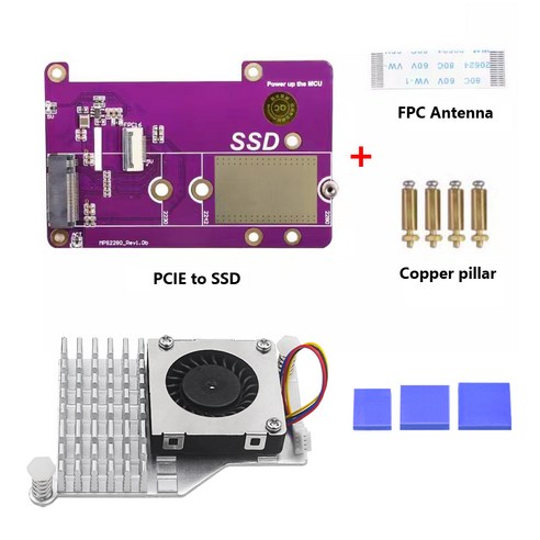 라즈베리 파이 5 PCIe to M.2 NVMe SSD Gen2/3 지원 2280 크기 듀얼 LED PCIE 확장 보드 RPi ...