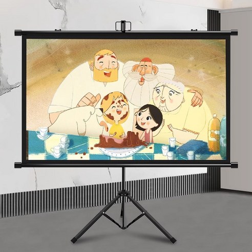 SeekFun 스탠드 프로젝터 스크린 유리섬유 고화질 빔 삼각대 무타공 휴대용 주름방지 안티라이트 벽걸이 가능 16:9 60인치 72인치