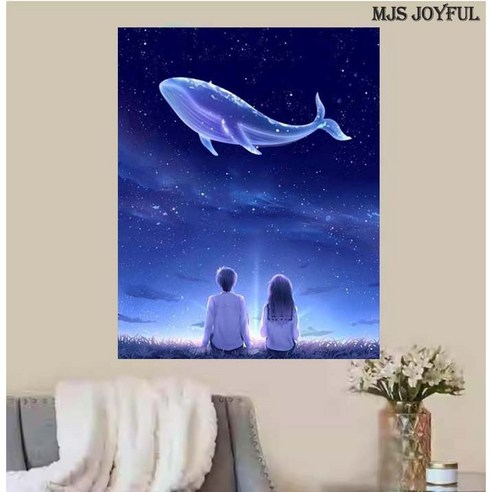 엠제이에스 명화그리기 50x40cm (캔버스형) DIY 유화 세트, KK06 - 황금부엉이 커플과 사랑